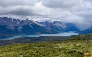 Картинка Канада, Rocky, Леса, Озеро, Athabasca, Alberta, Mountains, Lake, Горы, Природа, гора, лес