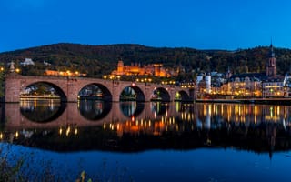 Обои Германия, Heidelberg, Реки, Вечер, Города, Мосты, город, мост, Здания, речка, Дома, река