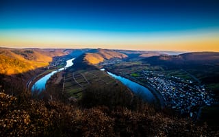 Картинка Германия, Mosel, Rheinland-Pfalz, Природа, речка, Холмы, Реки, холм, река, холмов