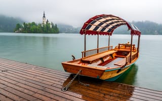 Картинка Словения, Lake, Природа, тумана, тумане, Лодки, Озеро, Туман, Bled