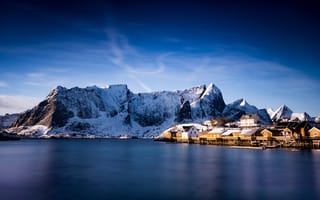 Обои Лофотенские, острова, Sakrisoy, Норвегия, Природа, гора, Горы