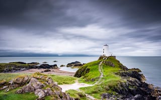 Картинка Уэльс, Великобритания, Побережье, маяк, берег, Природа, Маяки, Anglesey