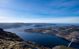 Картинка Норвегия, Rogaland, Сверху, Фьорд, Небо, Горы, Природа, гора