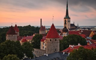Картинка Таллин, Эстония, Здания, Башня, башни, Города, город, Old, Tallinn, Дома