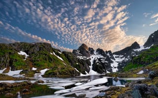 Обои Лофотенские, острова, гора, Фьорд, облако, Норвегия, Облака, облачно, Trollfjord, Горы, Природа