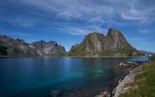 Обои Лофотенские, острова, Природа, Фьорд, Hamnøya, Норвегия, Горы, гора