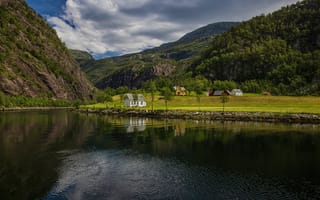 Картинка Норвегия, Mostraumen, гора, Пейзаж, река, Реки, речка, Горы, Природа