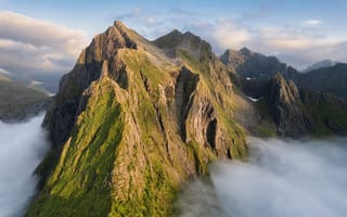 Обои Лофотенские, острова, облако, Облака, Природа, Laupstad, облачно, Горы, гора, Норвегия