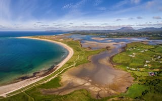 Картинка Ирландия, Magheroarty, Природа, Beach, берег, Побережье, Сверху