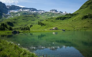 Картинка Альпы, Швейцария, Природа, альп, Muotathal, Waldisee, Озеро, гора, Горы