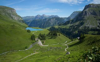 Картинка Альпы, Швейцария, Muotathal, гора, Природа, Горы, Озеро, альп
