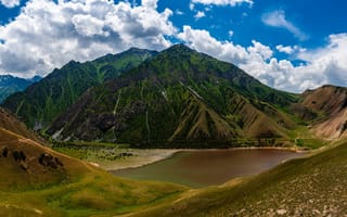 Картинка панорамная, Kyrgyzstan, гора, облако, Природа, Облака, облачно, Панорама, Горы