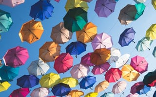 Картинка Разноцветные, зонтом, Зонт, зонтик, Много