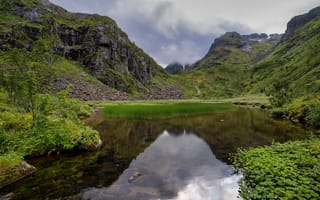 Картинка Норвегия, Trollfjord, Горы, гора, Фьорд, Природа