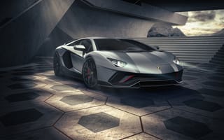 Картинка Lamborghini, 2021, серебряная, Ламборгини, серебряный, авто, машины, автомобиль, LP, Серебристый, серебристая, Ultimae, машина, Aventador, Автомобили, 780-4