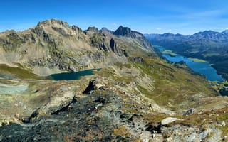 Картинка Альпы, Швейцария, гора, Горы, Piz, Панорама, панорамная, Природа, Lunghin, альп