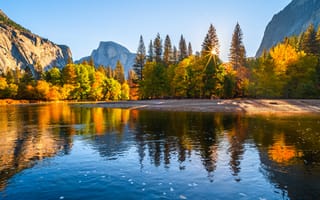 Картинка Йосемити, калифорнии, парк, гора, река, Осень, Реки, Горы, штаты, америка, Калифорния, речка, США, осенние, Парки, Природа