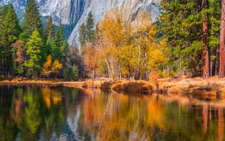 Картинка Йосемити, Калифорния, речка, гора, штаты, америка, калифорнии, США, Парки, Осень, Природа, Реки, осенние, парк, Горы, река