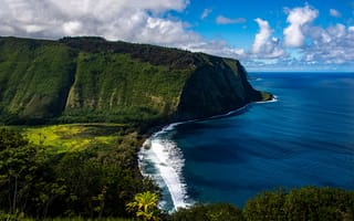 Картинка Гавайи, америка, штаты, гавайские, Утес, Природа, Океан, скалы, Горы, Скала, острова, США, берег, Побережье, скале, гора