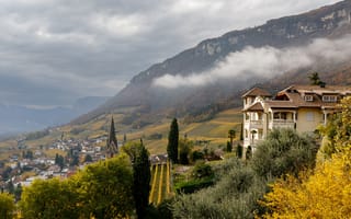 Картинка Италия, Cantina, Здания, Природа, Tramin, Дома, гора, Горы