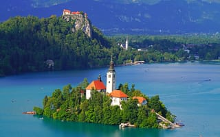 Картинка Словения, Lake, замок, Остров, Природа, Озеро, Замки, Bled