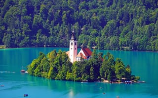 Картинка Словения, Bled, Замки, Природа, Озеро, Остров, замок, Island