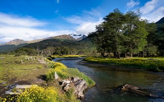 Картинка Аргентина, Ushuaia, Patagonia, Горы, гора, Природа, Реки, речка, Пейзаж, река