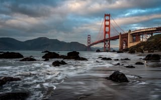 Картинка Калифорния, Сан-Франциско, Мосты, америка, Marshall, США, мост, Beach, штаты, калифорнии, Горы, Природа, гора