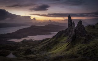 Картинка Шотландия, Isle, скале, Утес, of, Skye, скалы, Природа, гора, Горы, Скала, Пейзаж
