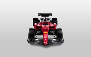 Картинка Ferrari, F1-75, 2022, красных, машина, авто, машины, Спереди, красная, автомобиль, фоне, Серый, Формула, красные, Сверху, Красный, сером, Автомобили, Феррари