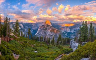 Картинка Йосемити, США, штаты, Камень, гора, парк, облачно, облако, америка, Облака, Парки, Природа, Камни, Горы