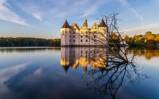 Картинка Германия, Glücksburg, Отражение, отражается, castle, замок, Озеро, Природа, Замки, отражении