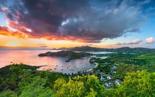 Картинка Antigua, and, облако, Причалы, Облака, Горы, Пристань, гора, Пирсы, Море, Barbuda, облачно, Природа