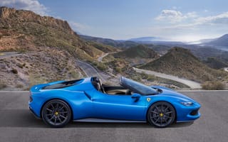 Обои Ferrari, 296, машина, Сбоку, Родстер, Синий, синяя, авто, синие, машины, Феррари, автомобиль, синих, (F171), 2022, Автомобили, GTS