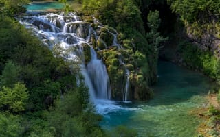 Картинка Хорватия, Plitvice, Утес, National, скале, парк, Водопады, Природа, Park, Скала, Парки, скалы