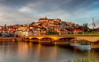Картинка Португалия, Coimbra, река, Города, Дома, Мосты, речка, Здания, мост, Реки, город