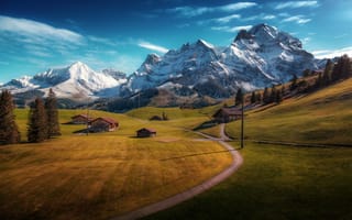 Картинка Альпы, Швейцария, гора, Дороги, альп, Природа, Горы, Adelboden, Пейзаж