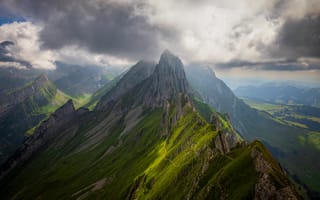 Картинка Альпы, Швейцария, облако, Облака, гора, облачно, Altenalptürm, Природа, Горы, альп