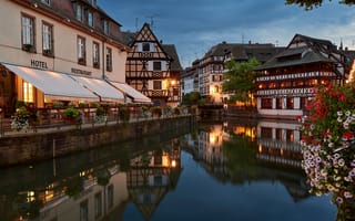 Картинка Страсбург, Франция, Дома, город, Водный, Города, Здания, канал