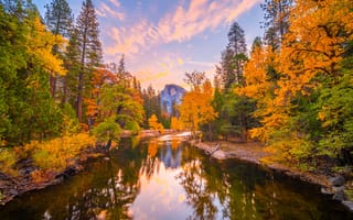 Картинка Йосемити, штаты, гора, осенние, Природа, речка, Горы, америка, парк, Парки, Осень, река, США, Реки