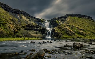 Картинка Исландия, Ófærufoss, Горы, Природа, Водопады, гора