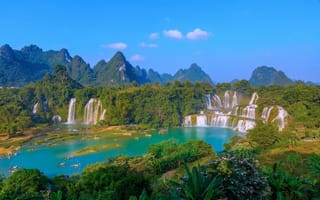 Картинка Вьетнам, Ban, гора, Природа, Gioc, Водопады, water, Falls, Горы