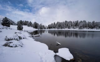 Картинка Андорра, Ràmio, Природа, Снег, снеге, Озеро, снегу, снега