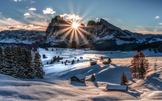 Картинка альп, Италия, Adige, Солнце, Природа, солнца, Альпы, Trentino-Alto, Зима, снеге, снега, снегу, Снег, Горы, гора, зимние