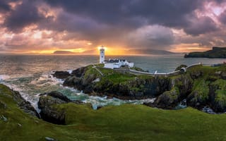 Картинка Ирландия, Fanad, маяк, берег, облако, облачно, Маяки, Облака, Природа, Побережье