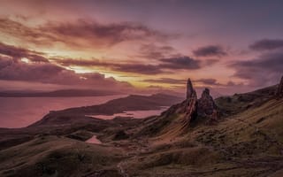 Картинка Шотландия, Isle, Скала, of, скалы, Горы, скале, Природа, Утес, Skye, гора