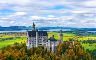 Картинка Бавария, Нойшванштайн, Германия, башни, Башня, замок, Города, Замки, город
