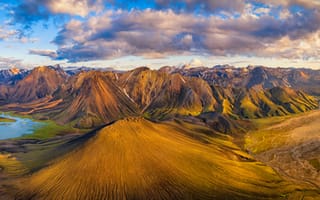 Картинка Исландия, Панорама, Облака, Природа, гора, облако, Горы, Пейзаж, облачно, панорамная