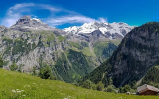 Картинка Альпы, Швейцария, гора, скале, Скала, Природа, Пейзаж, Горы, альп, скалы, Mürren, Утес