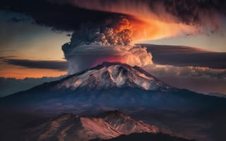 Картинка вулкана, Горы, вулканы, Природа, Дым, гора, дымит, Вулкан